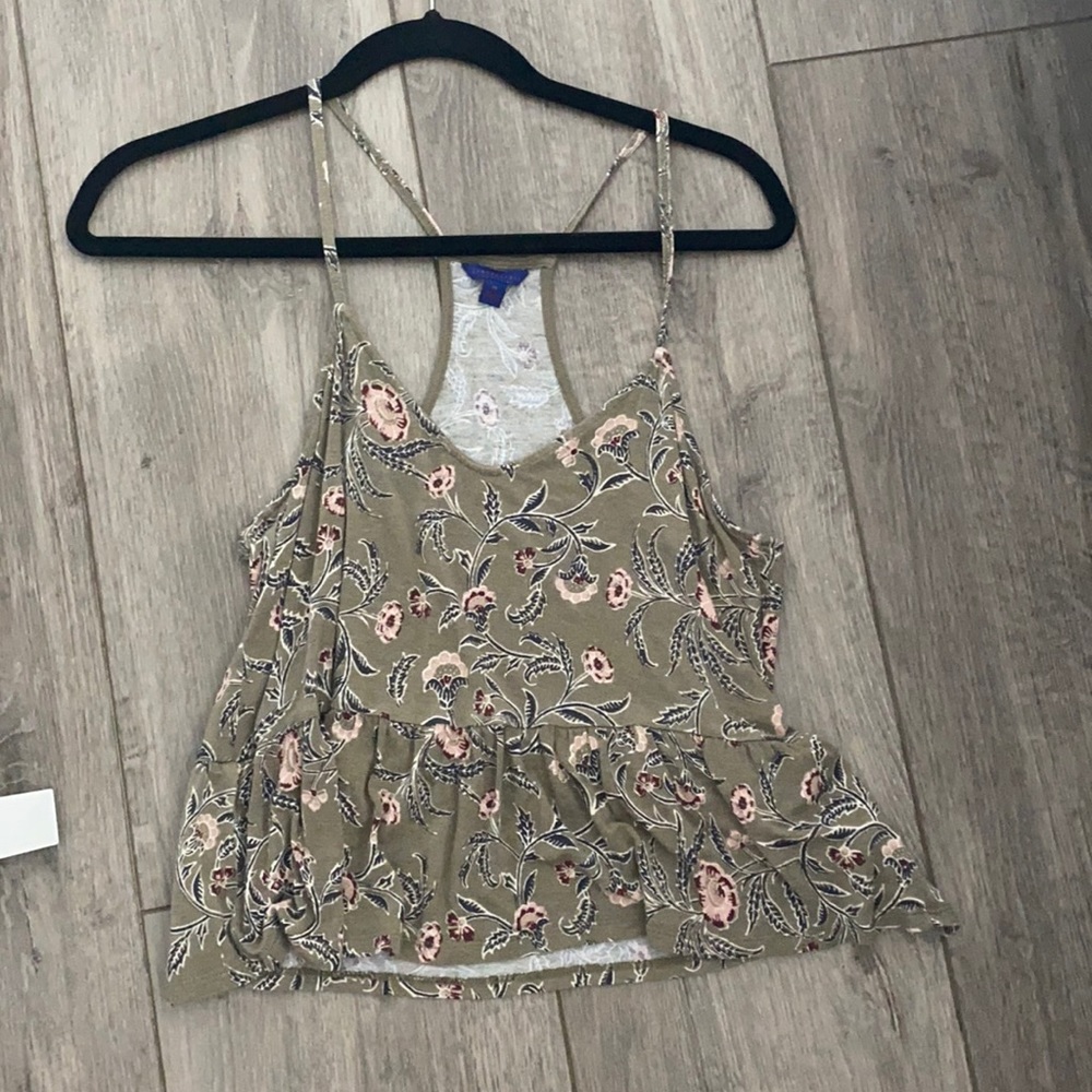green floral tank top